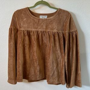 Madewell Texture & Thread - ribbed velvet babydoll / retro inspired top